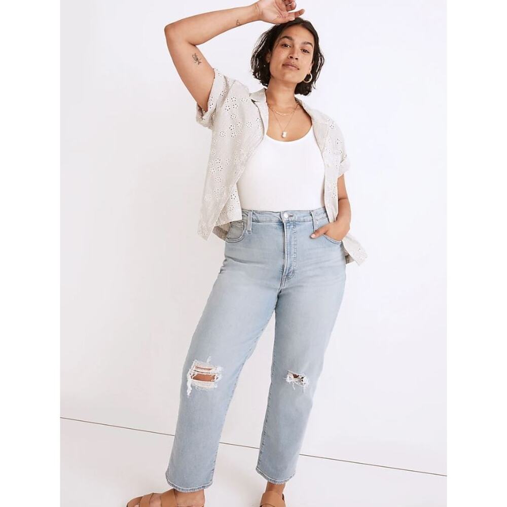 NEW Madewell The Perfect Vintage Straight Jean in Danby Wash Women's 32 TALL